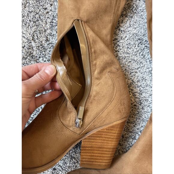 Marc Fisher Tan Faux Suede Over The Knee Boots Size 10 Slip-on - Picture 4 of 11